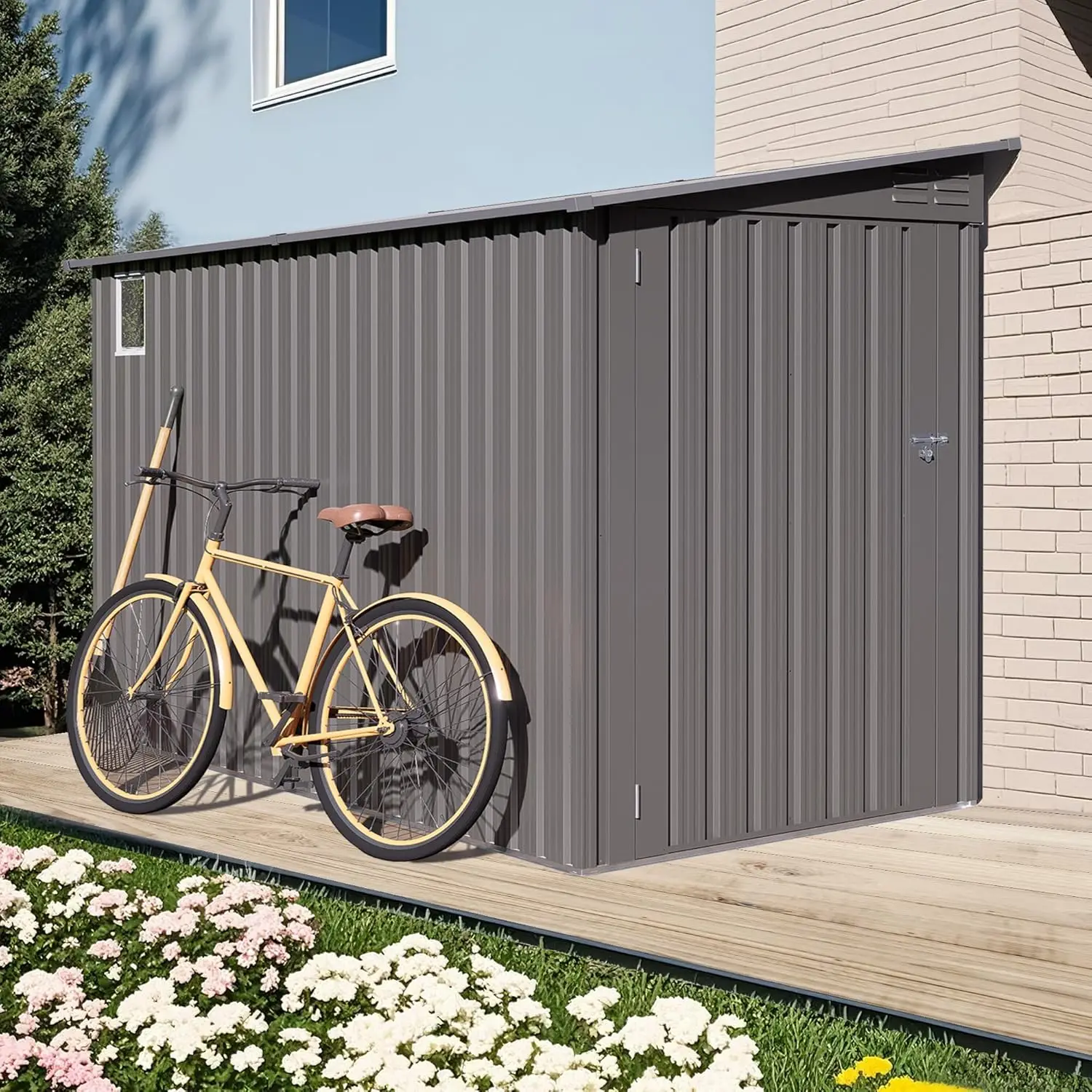 4x9 FT Lean to Shed with Windows, Metal Sheds & Outdoor Storage with 6 Vents and 1 Side Open Door, Outdoor Storage, Customized
4x9 FT Lean to Shed with Windows, Metal Sheds & Outdoor Storage with 6 Vents and 1 Side Open Door, Outdoor Storage, Customized