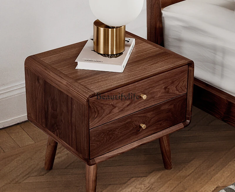 Nordic solid wood bedside table storage double drawer bedroom bedside storage black walnut side cabinet
Nordic solid wood bedside table storage double drawer bedroom bedside storage black walnut side cabinet