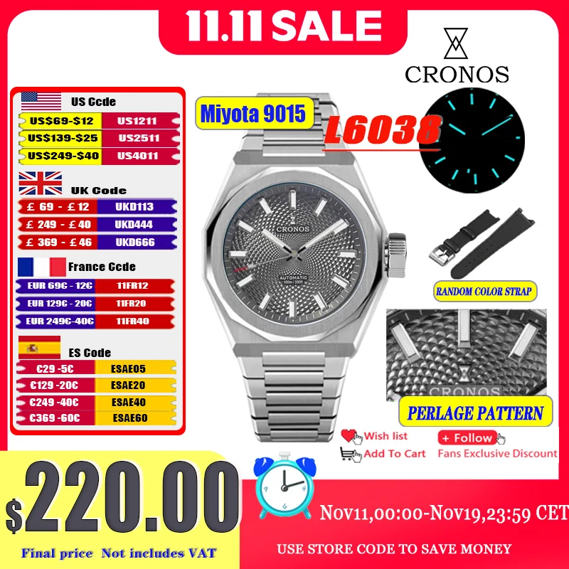 Cronos New Rhombus Perlage 39mm Dial PT5004 Miyota 90S5 See-through Caseback Men Automatic Wristwatches 10ATM Lumious L6028 V3
Cronos New Rhombus Perlage 39mm Dial PT5004 Miyota 90S5 See-through Caseback Men Automatic Wristwatches 10ATM Lumious L6028 V3