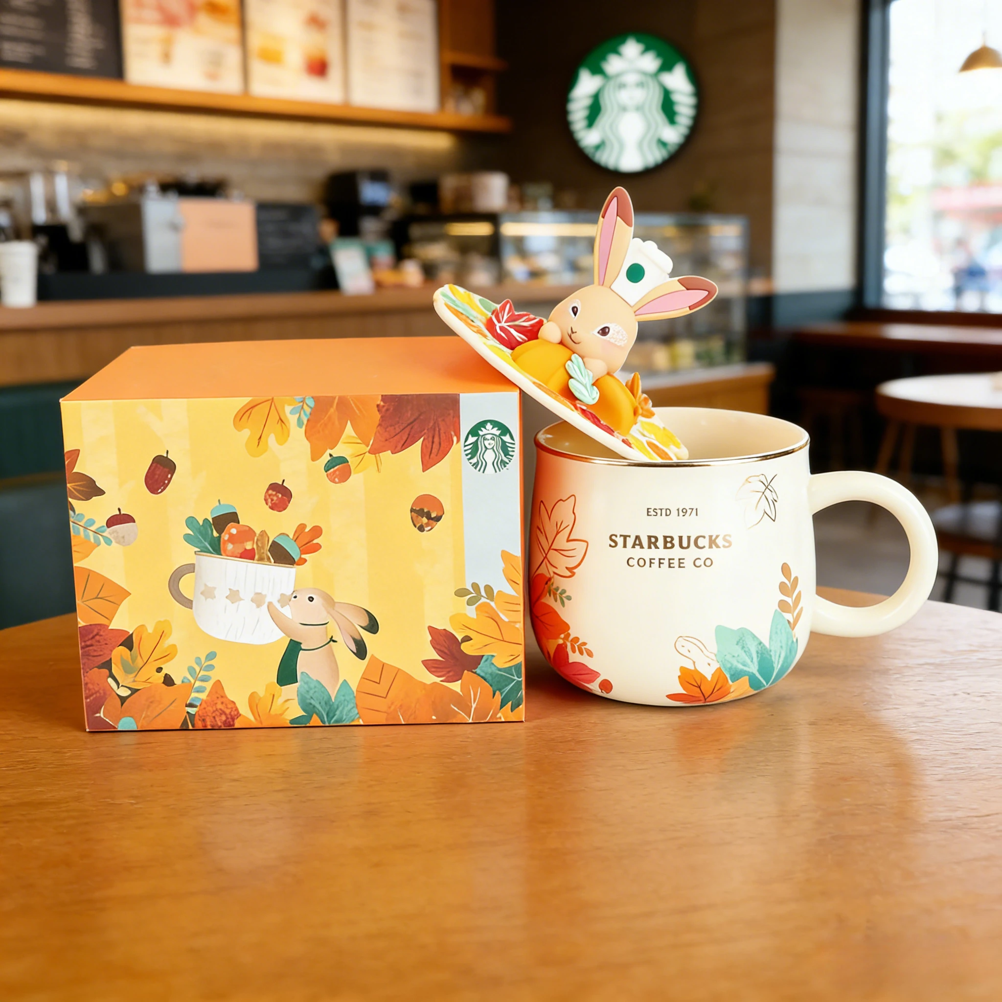 Starbucks Maple Leaf Autumn Rabbit Mug 355ml Ceramic Cup 3D Bunny Lid Fall Forest Design Ideal Valentine's Gift
Starbucks Maple Leaf Autumn Rabbit Mug 355ml Ceramic Cup 3D Bunny Lid Fall Forest Design Ideal Valentine's Gift