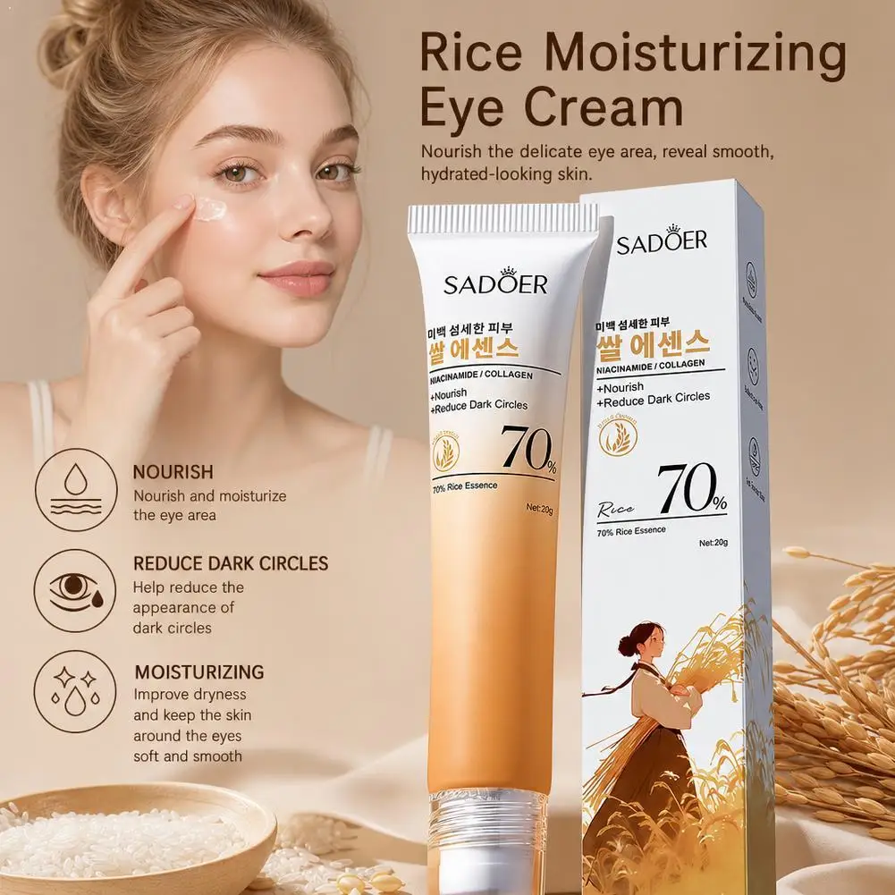 SADOER Rice Essence Eye Cream Anti Dark Circles Anti-Aging Anti Wrinkles Whitening Moisturizing Korean Eyes Skin Care Cosmetics
SADOER Rice Essence Eye Cream Anti Dark Circles Anti-Aging Anti Wrinkles Whitening Moisturizing Korean Eyes Skin Care Cosmetics