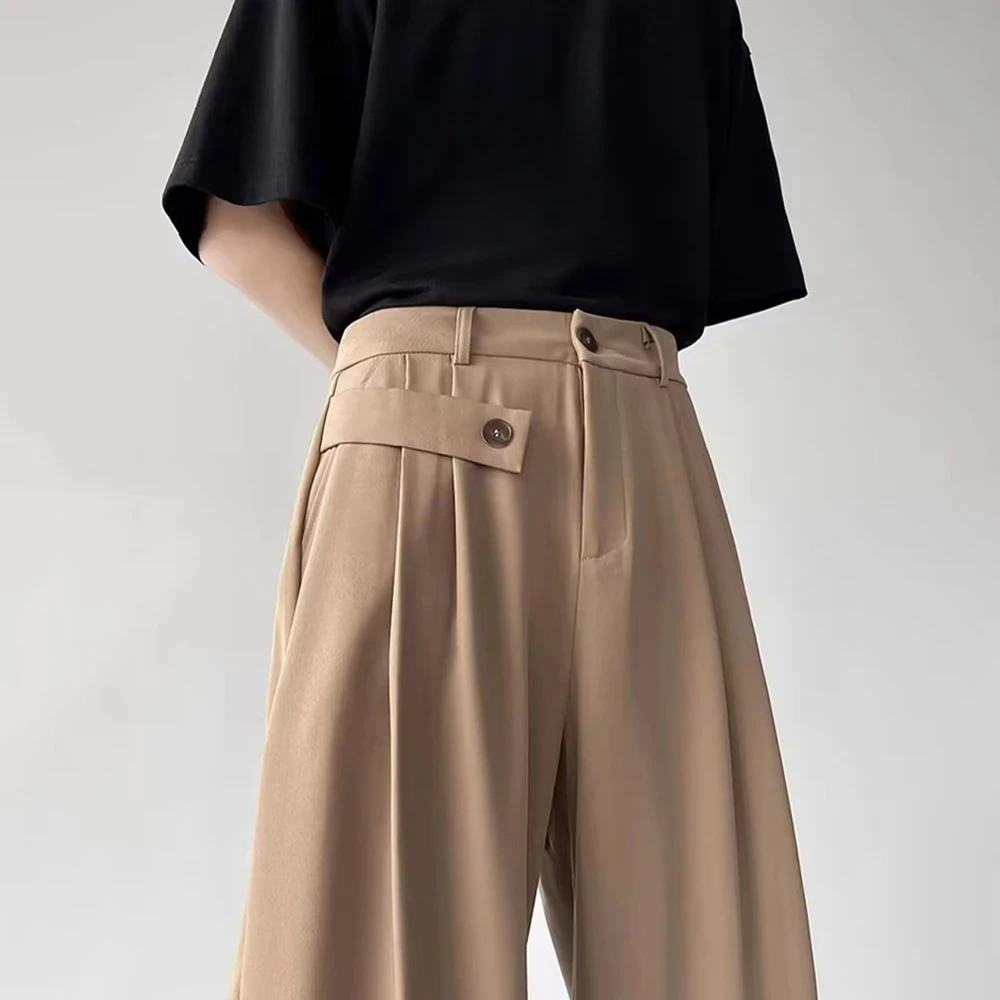 Mens Casual Temperament Irregular Suit Pants Genderless Youth Trend Streetwear Thin Solid Color Versatile Straight Pants Unisex
Mens Casual Temperament Irregular Suit Pants Genderless Youth Trend Streetwear Thin Solid Color Versatile Straight Pants Unisex