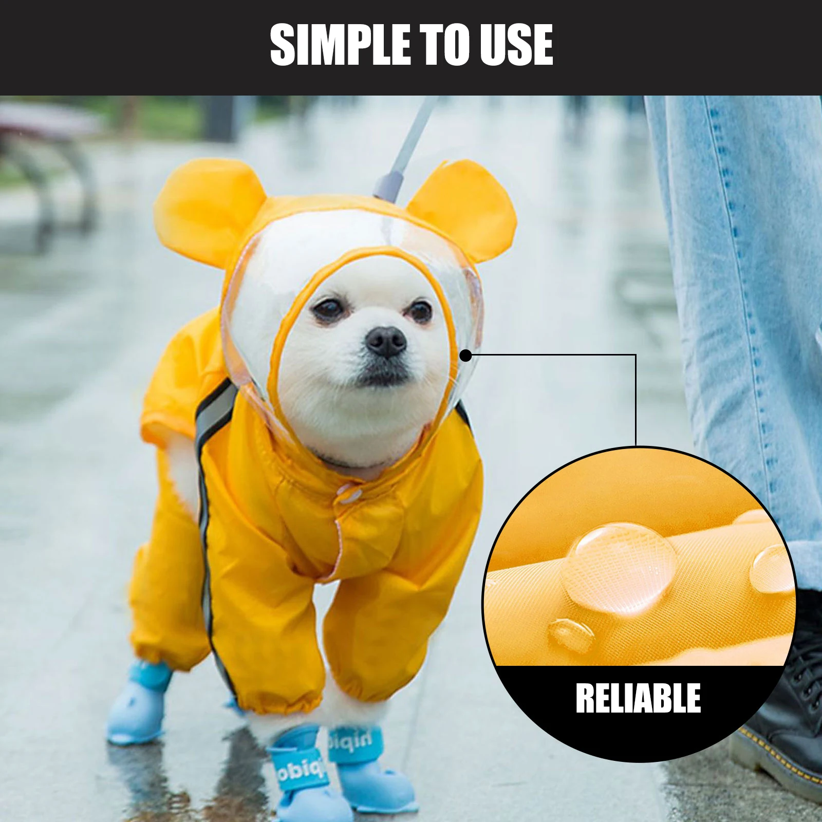 Pet Raincoat Dog Jacket Hooded Yellow Clothes Lightweight Waterproof Durable Adjustable Straps Stylish Rain Slicker
Pet Raincoat Dog Jacket Hooded Yellow Clothes Lightweight Waterproof Durable Adjustable Straps Stylish Rain Slicker