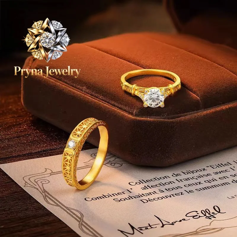 Pryna Jewelry 9999 genuine gold 24K pure gold high-end Eiffel Tower couple ring gold ring adjustable men's and women's gold je
Pryna Jewelry 9999 genuine gold 24K pure gold high-end Eiffel Tower couple ring gold ring adjustable men's and women's gold je