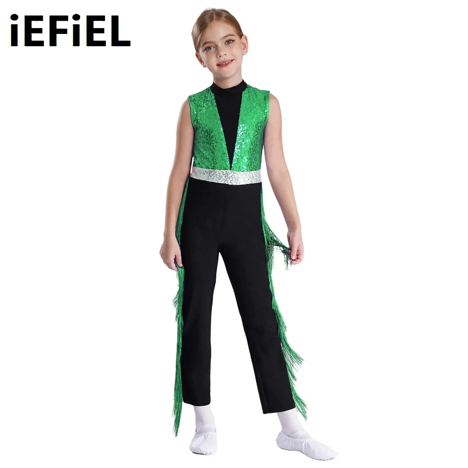 Kids Girls Tassel Dance Jumpsuit Sparkly Sequins Jumpsuit Sleeveless Keyhole Back Color Block Fringe Bodysuit
Kids Girls Tassel Dance Jumpsuit Sparkly Sequins Jumpsuit Sleeveless Keyhole Back Color Block Fringe Bodysuit