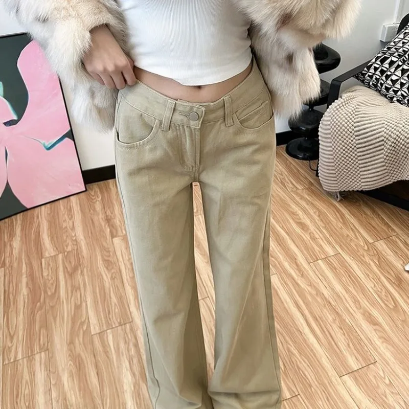 Khaki Tall Low Waist Extended Micro-pull Jeans 2026 Spring and Autumn Spice Girls Loose Straight Floor Mopping Bell Pants
Khaki Tall Low Waist Extended Micro-pull Jeans 2026 Spring and Autumn Spice Girls Loose Straight Floor Mopping Bell Pants