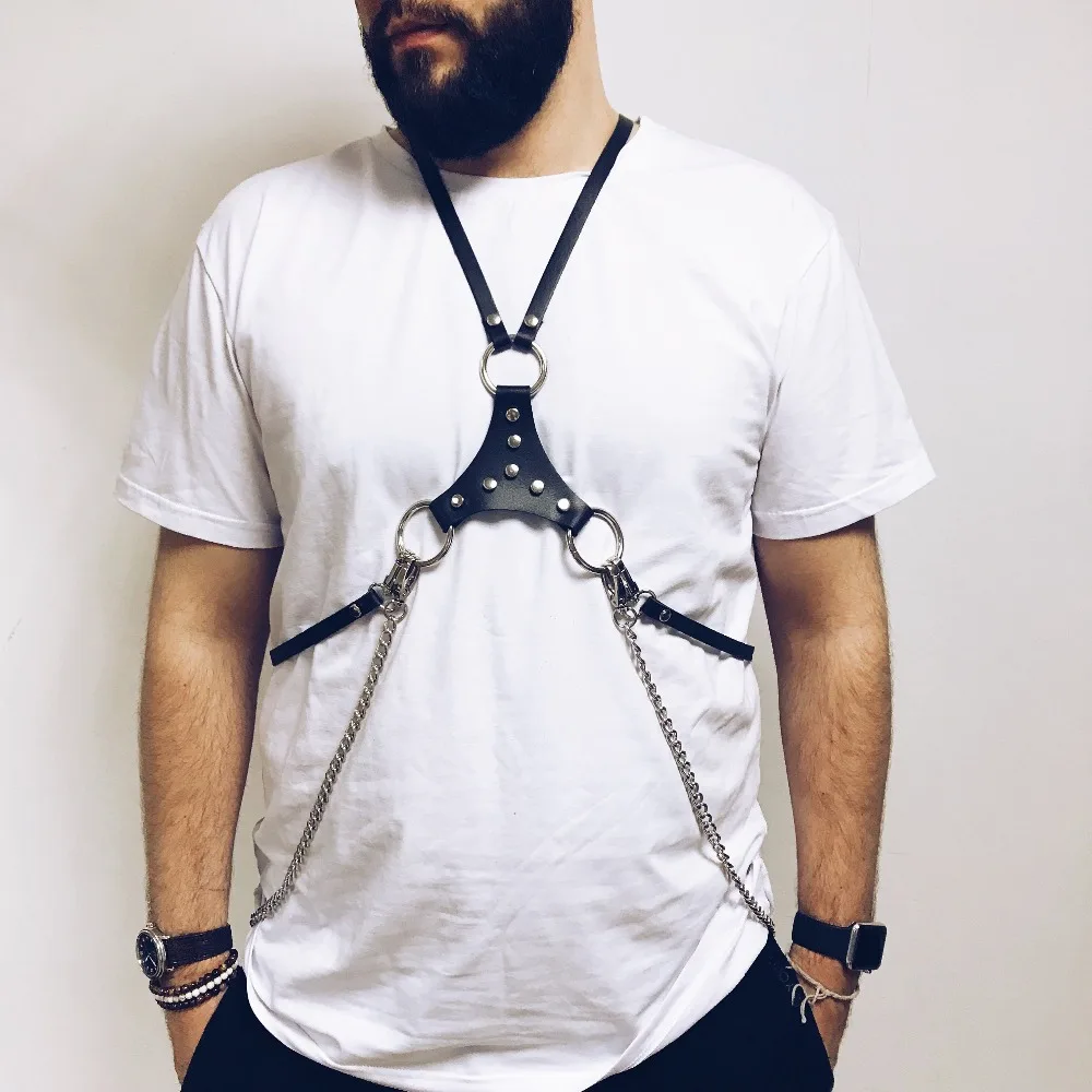 Homme sexy Men Punk Body Leather Bondage for Fashion Trendy Men Waist Harness Belt Chain O Ring Straps Black Belts
Homme sexy Men Punk Body Leather Bondage for Fashion Trendy Men Waist Harness Belt Chain O Ring Straps Black Belts