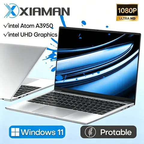 Xiaman 14.1 Inch HD Display Laptop Computer Windows 11 Pro Intel Atom A3950 Laptops Lightweight Notebook PC Office Study Computer