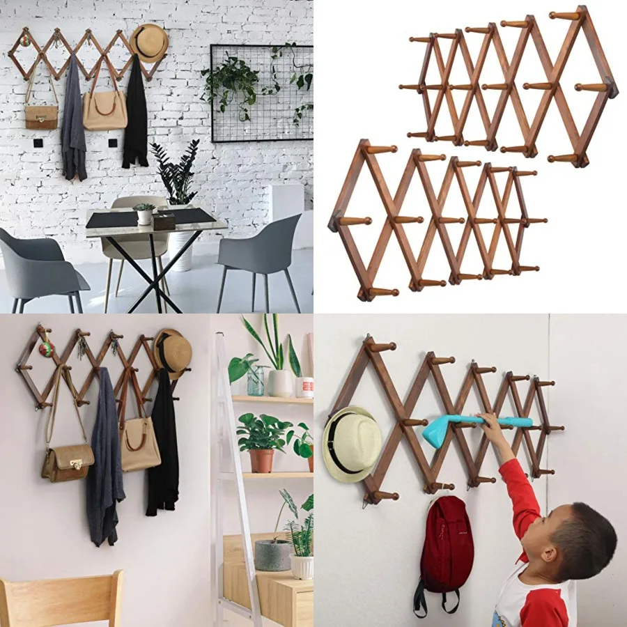 Accordion Wall Hanger, Expandable Wooden Coat Rack, Accordion Hat Rack for Wall for Hats, Caps, Hooks,,2 Packs
Accordion Wall Hanger, Expandable Wooden Coat Rack, Accordion Hat Rack for Wall for Hats, Caps, Hooks,,2 Packs