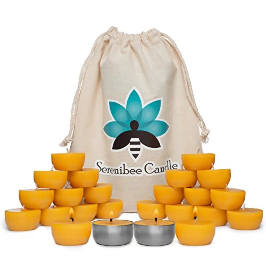 Serenibee Beeswax Tea Light Candles Refills with Two Custom Reusable Sturdy Steel Candle Holders and Reusable Cotton Bag Eco Fr
Serenibee Beeswax Tea Light Candles Refills with Two Custom Reusable Sturdy Steel Candle Holders and Reusable Cotton Bag Eco Fr