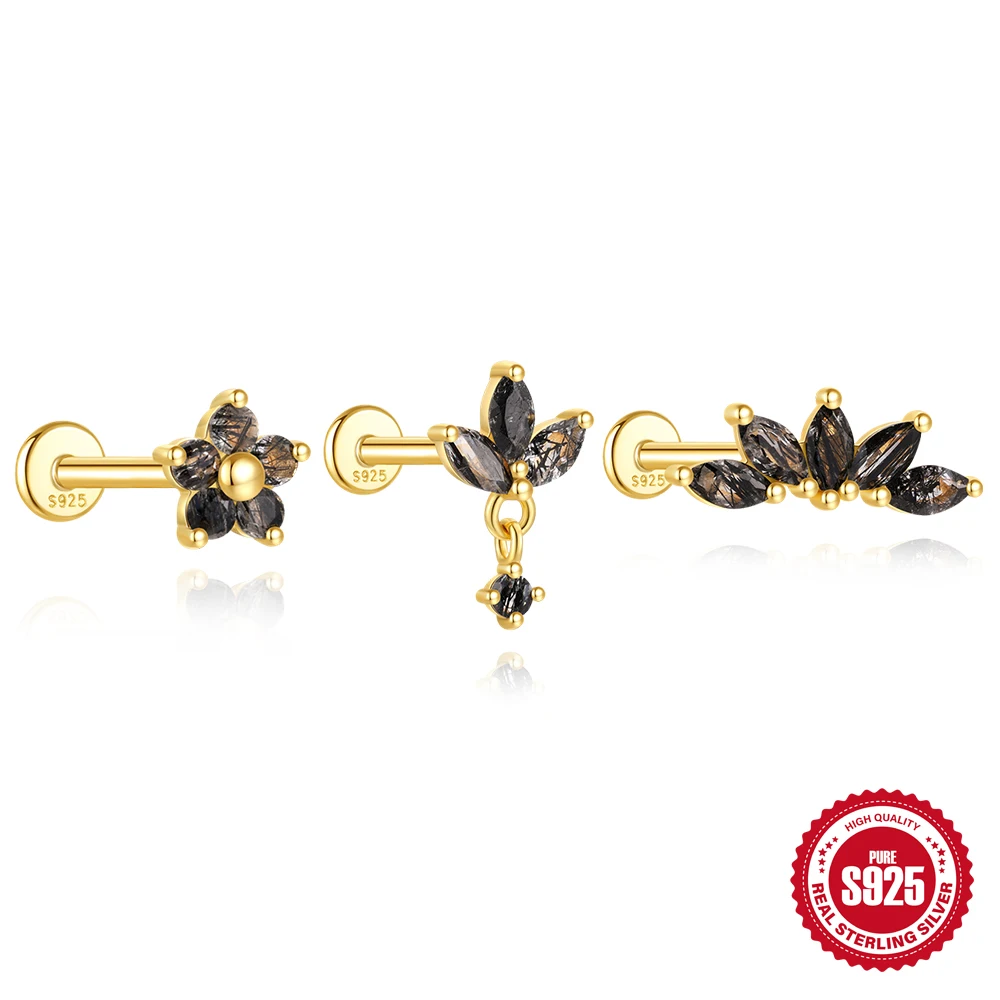 ROXI 925 Sterling Silver 1Piece Geometric Black QuartzRutilated Stone Earrings For Women 18K Gold Palta Piercing Jewelry
ROXI 925 Sterling Silver 1Piece Geometric Black QuartzRutilated Stone Earrings For Women 18K Gold Palta Piercing Jewelry