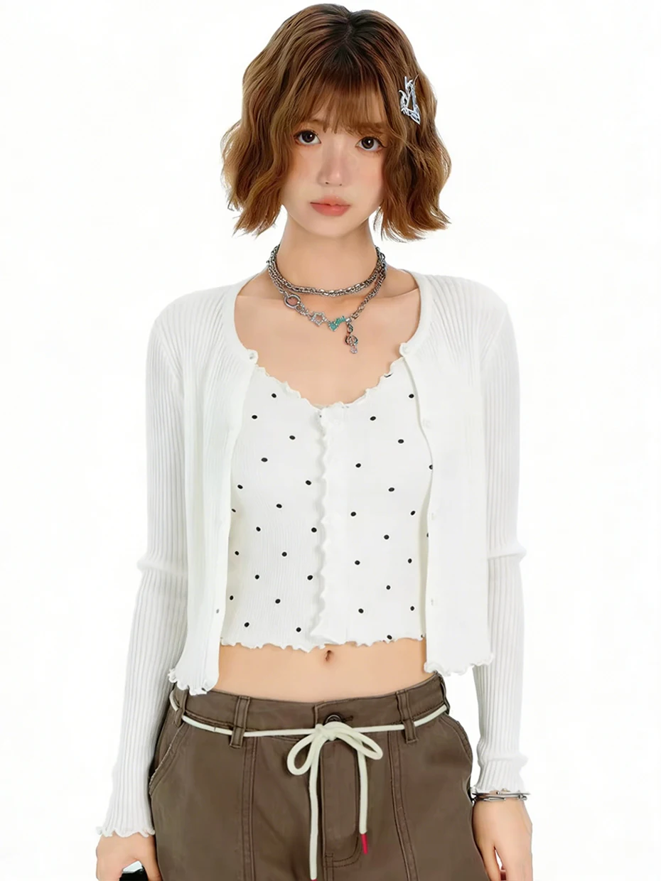 Ice Silk Knitted Summer Set Short Coat with Strap Vest Top And Skirt Two Piece Knitted Outerwear Korean Style Polyester Fiber
Ice Silk Knitted Summer Set Short Coat with Strap Vest Top And Skirt Two Piece Knitted Outerwear Korean Style Polyester Fiber