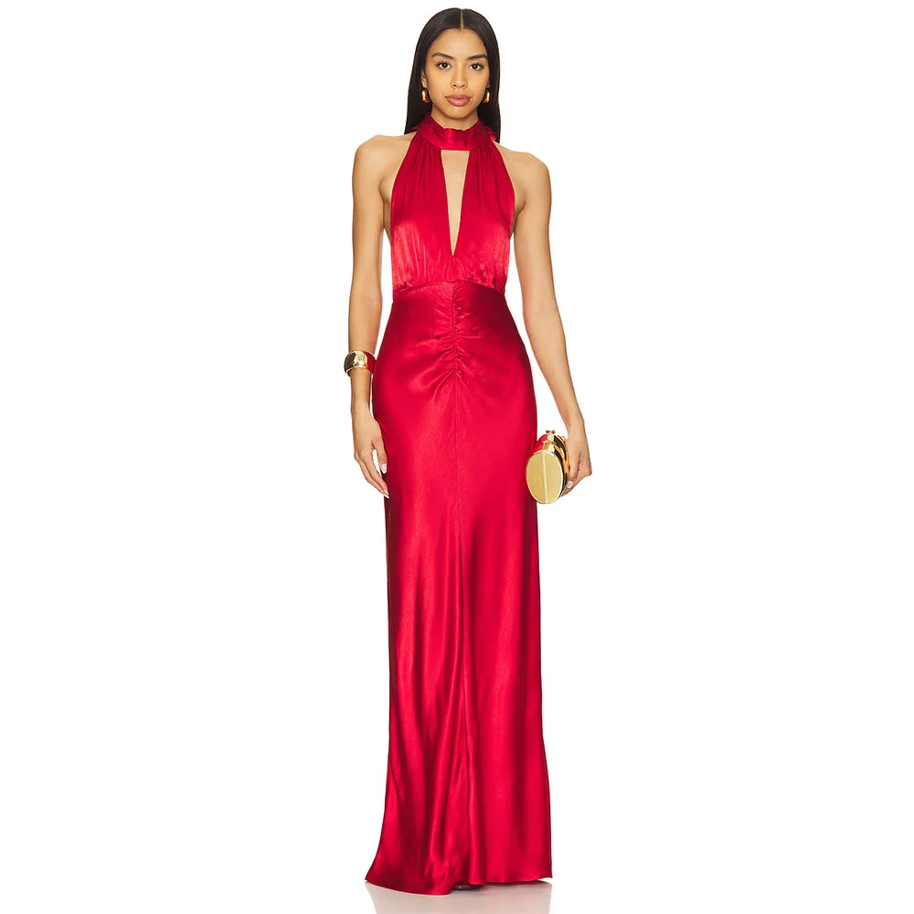 Mermaid Sexy Red Women's Evening Gown Halter Evening Dress For Wedding Floor Length Simple Formal Dress2025
Mermaid Sexy Red Women's Evening Gown Halter Evening Dress For Wedding Floor Length Simple Formal Dress2025