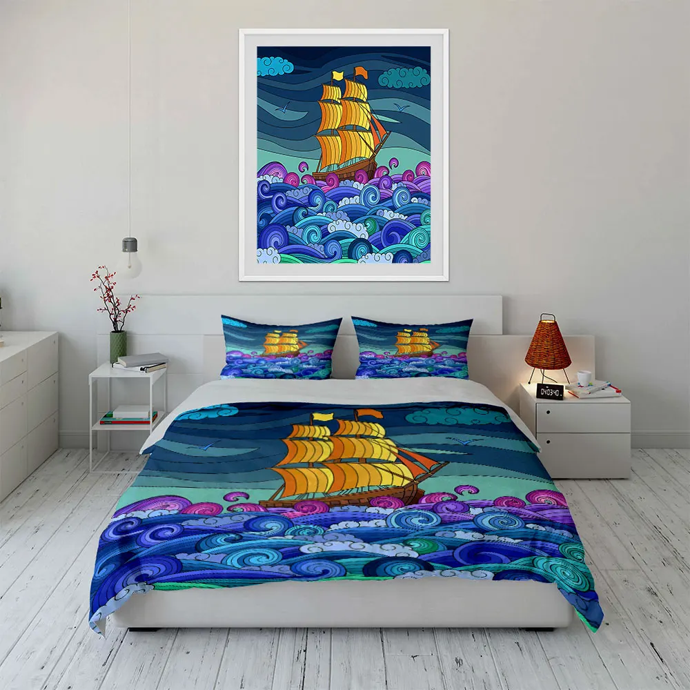 Colorful Ocean Sailboat Decor Set Bedding Set with 1 Duvet Cover 2 Pillowcases Single Double King Queen, Gift
Colorful Ocean Sailboat Decor Set Bedding Set with 1 Duvet Cover 2 Pillowcases Single Double King Queen, Gift