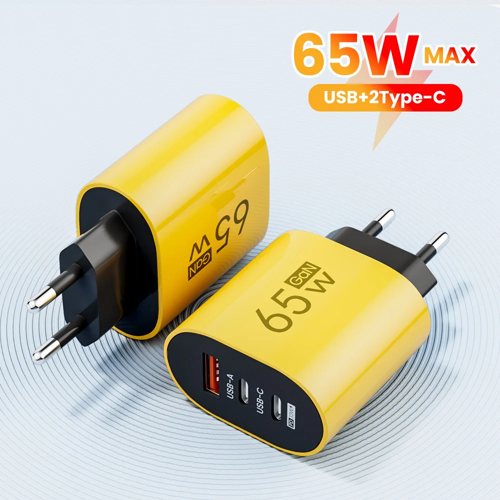 Зарядное устройство USB с 3 USB-портами, 65 Вт
Зарядное устройство USB с 3 USB-портами, 65 Вт