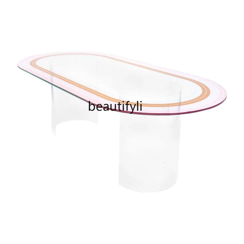 Design Sense Painted Oval Table Minimalist Modern Tempered Glass Dining Table Acrylic8578
Design Sense Painted Oval Table Minimalist Modern Tempered Glass Dining Table Acrylic8578