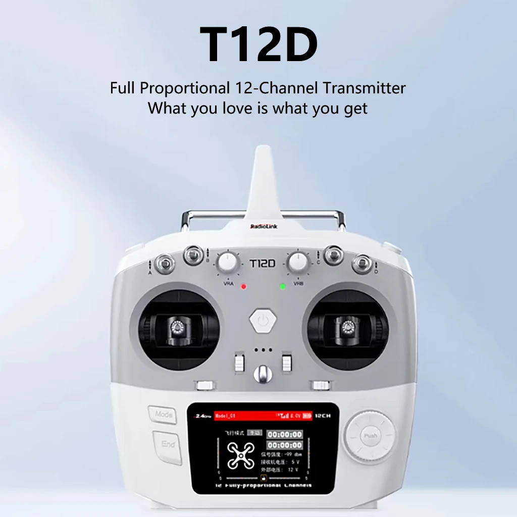 RadioLink T12D 2.4GHz ELRS 12CH PWM & SBUS & PPM & CRSF 2.8-Inch Screen Radio Transmitter For R16F Receiver for RC Helicopters
RadioLink T12D 2.4GHz ELRS 12CH PWM & SBUS & PPM & CRSF 2.8-Inch Screen Radio Transmitter For R16F Receiver for RC Helicopters