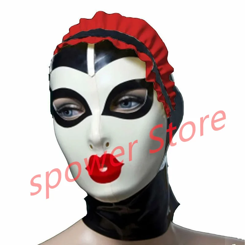 Natural Latex Full Head Latex Hoods Rubber Mask Fetish Cosplay Costumes White with Red Trim Back Zip Club Wear
Natural Latex Full Head Latex Hoods Rubber Mask Fetish Cosplay Costumes White with Red Trim Back Zip Club Wear