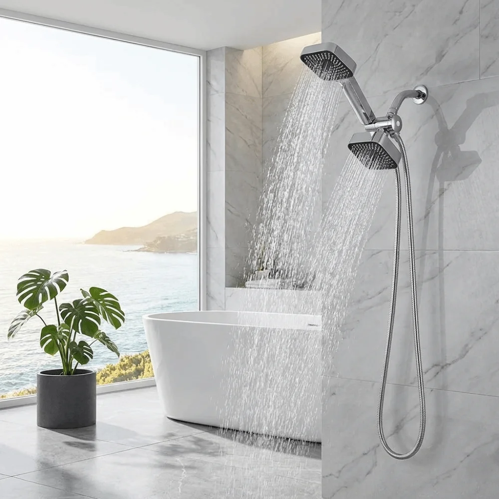 Square Design Square Handheld Shower Set Flexible Hoses Matching Bracket Three-way Water Distributor Stable Fixation
Square Design Square Handheld Shower Set Flexible Hoses Matching Bracket Three-way Water Distributor Stable Fixation