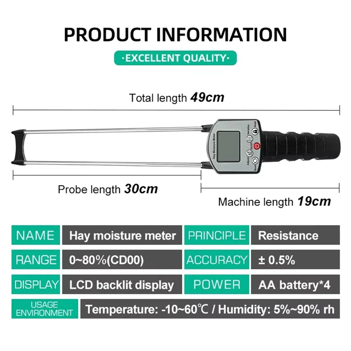 【Party-Decoration】Portable Hay Moisture Meter for Cereal Straw Forage Grass Leymus Chinensis Emperor Bamboo Grass Testing Fibre
【Party-Decoration】Portable Hay Moisture Meter for Cereal Straw Forage Grass Leymus Chinensis Emperor Bamboo Grass Testing Fibre