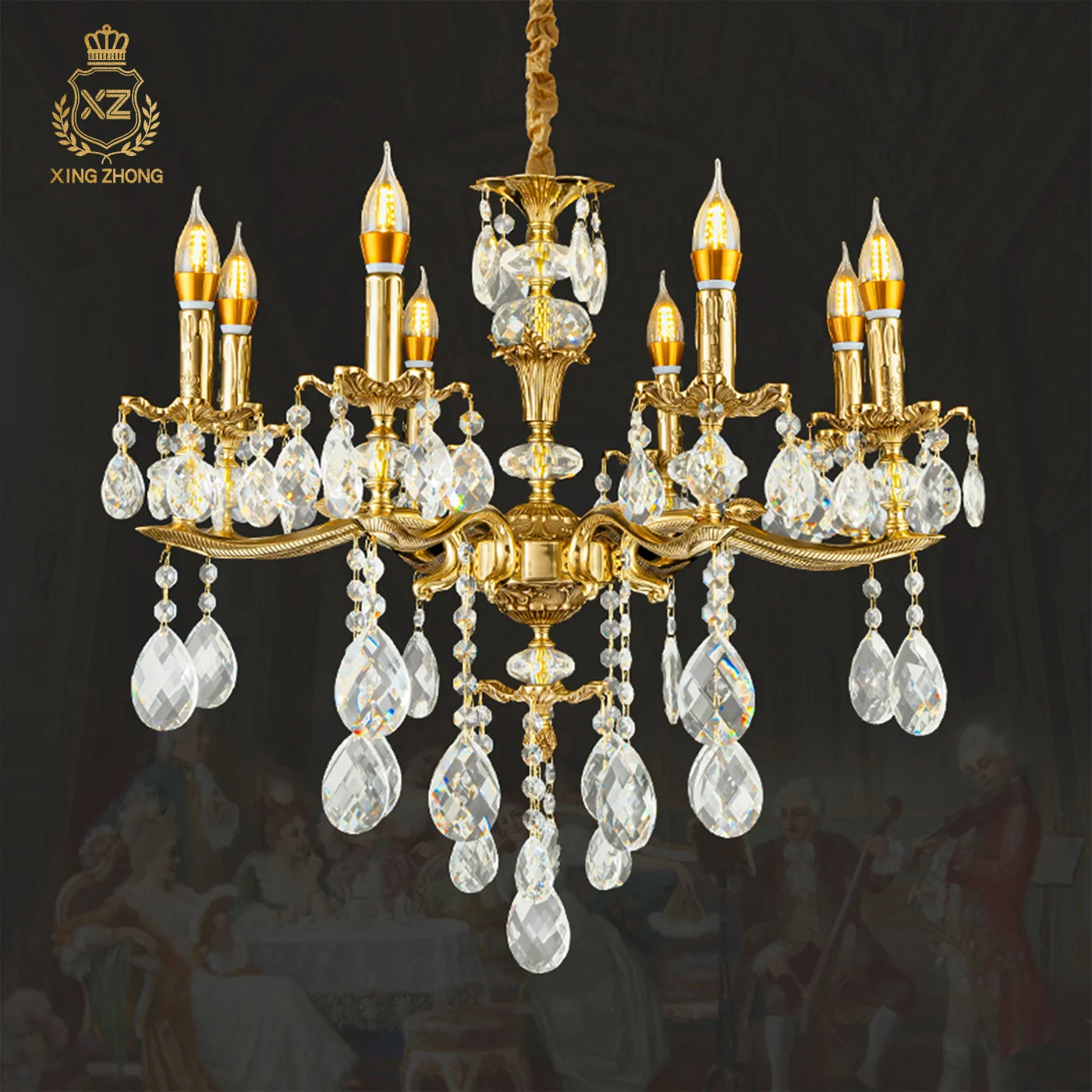 French Living Room Apartment Luxury Crystal Tassel Chandelier European Neo Classic Dining Room Banquet Hall Brass Pendant Lamp
French Living Room Apartment Luxury Crystal Tassel Chandelier European Neo Classic Dining Room Banquet Hall Brass Pendant Lamp