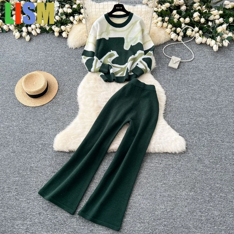 LISM Knitted sweater women's outfit round neck long sleeved pullover sweater high waist casual wide leg pants two-piece set
LISM Knitted sweater women's outfit round neck long sleeved pullover sweater high waist casual wide leg pants two-piece set