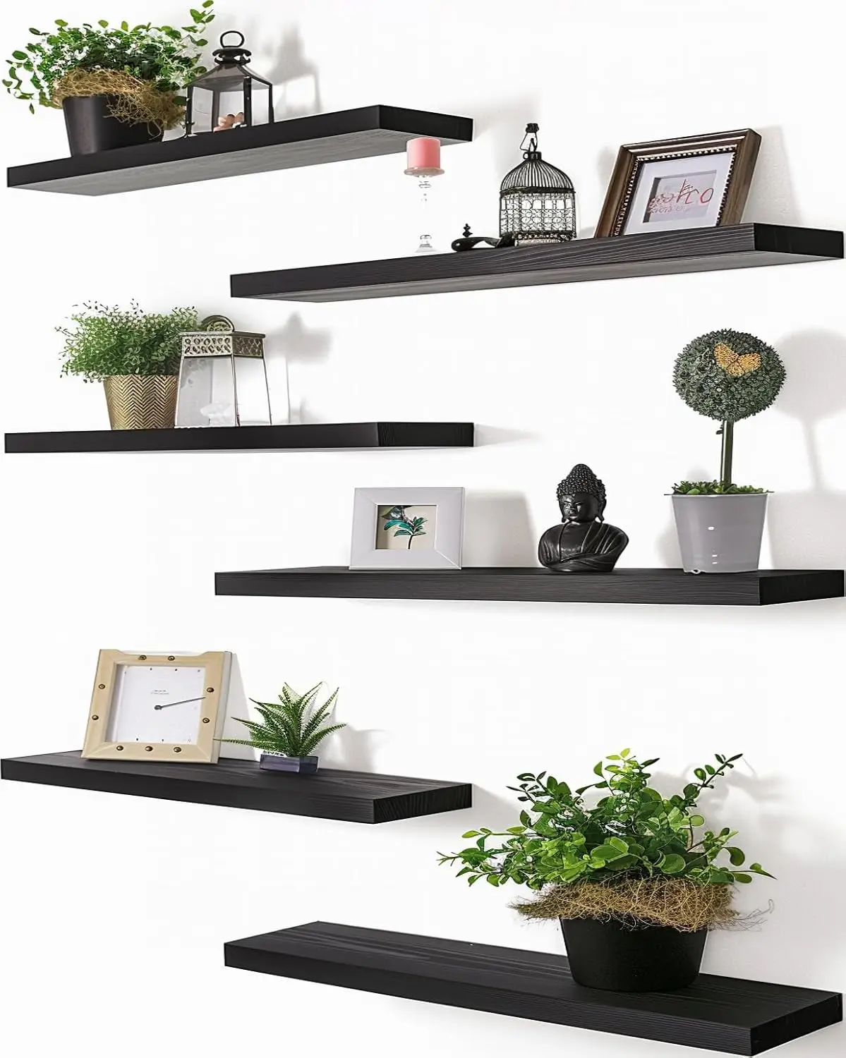 24 Inch Wood Floating Shelves Set of 6, Black Rustic Wall Shelves for Bedroom Decor
24 Inch Wood Floating Shelves Set of 6, Black Rustic Wall Shelves for Bedroom Decor