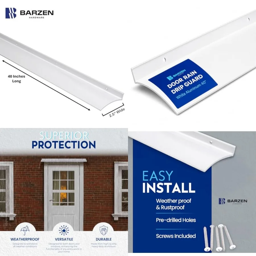 Exterior Door Ra Drip Guard - Over Door Drip Cap Ra Deflector for Wdows and Doors - 2.5 ch Wide, Long, Universal Fit - Aluminum
Exterior Door Ra Drip Guard - Over Door Drip Cap Ra Deflector for Wdows and Doors - 2.5 ch Wide, Long, Universal Fit - Aluminum