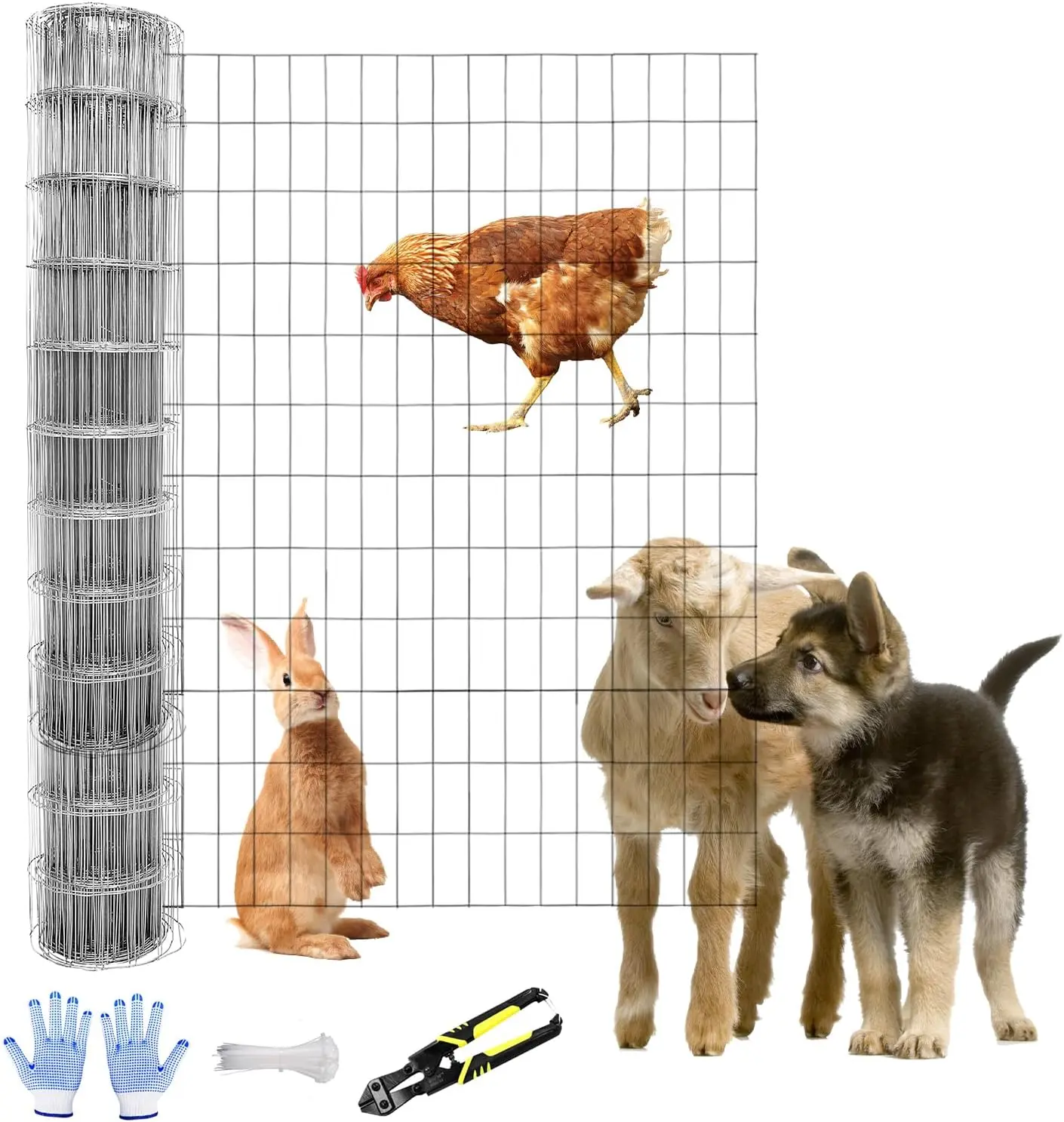 3 ft x 100 ft Galvanized Welded Wire Fence, 16GA 2"x4" Mesh Roll for Garden, Poultry, Yard Protection
3 ft x 100 ft Galvanized Welded Wire Fence, 16GA 2"x4" Mesh Roll for Garden, Poultry, Yard Protection
