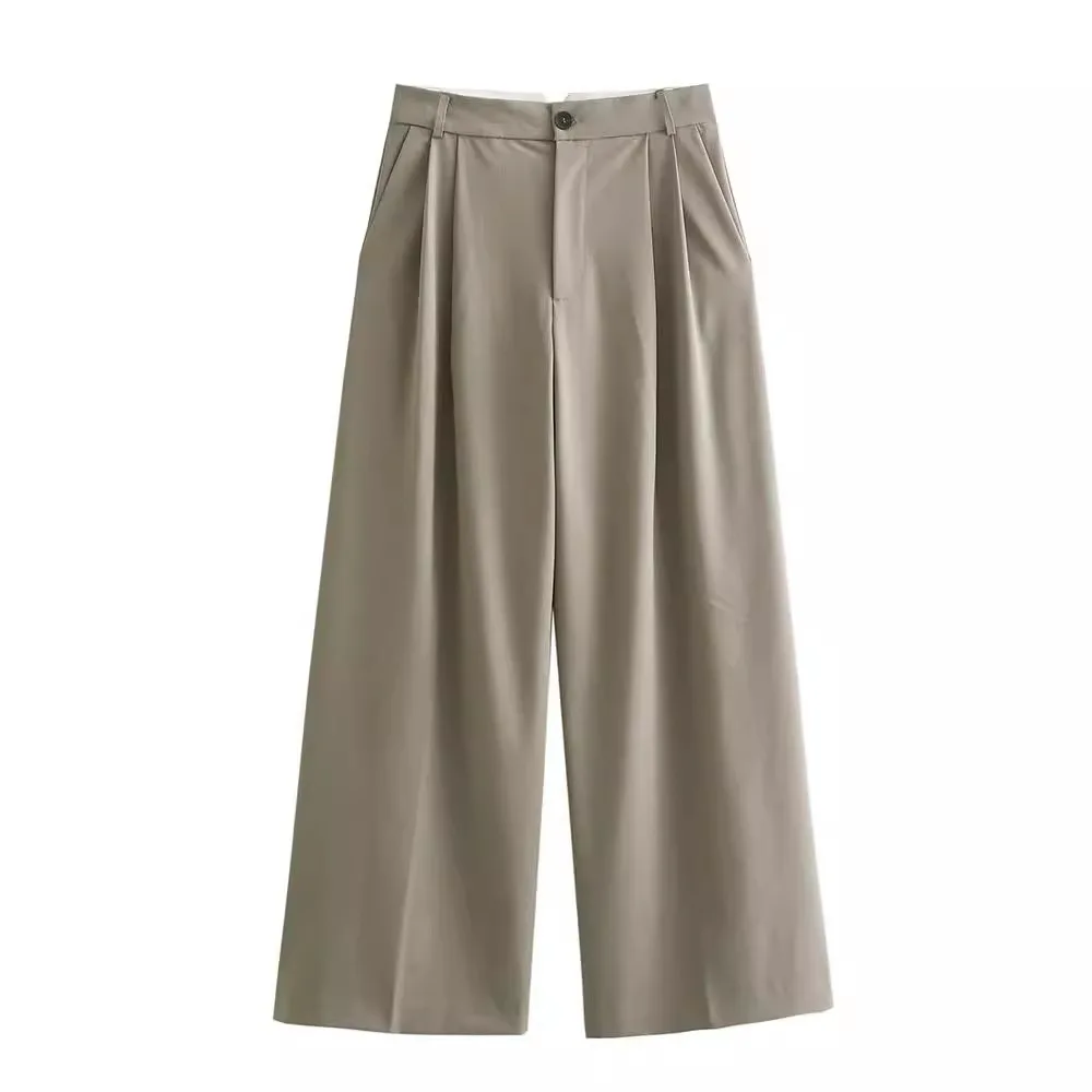 2024 Women Casual Solid Wide Leg Pants Female Vintage Summer High Waist Pleated Women's Pants Streetwear Chic Lady Trousers
2024 Women Casual Solid Wide Leg Pants Female Vintage Summer High Waist Pleated Women's Pants Streetwear Chic Lady Trousers