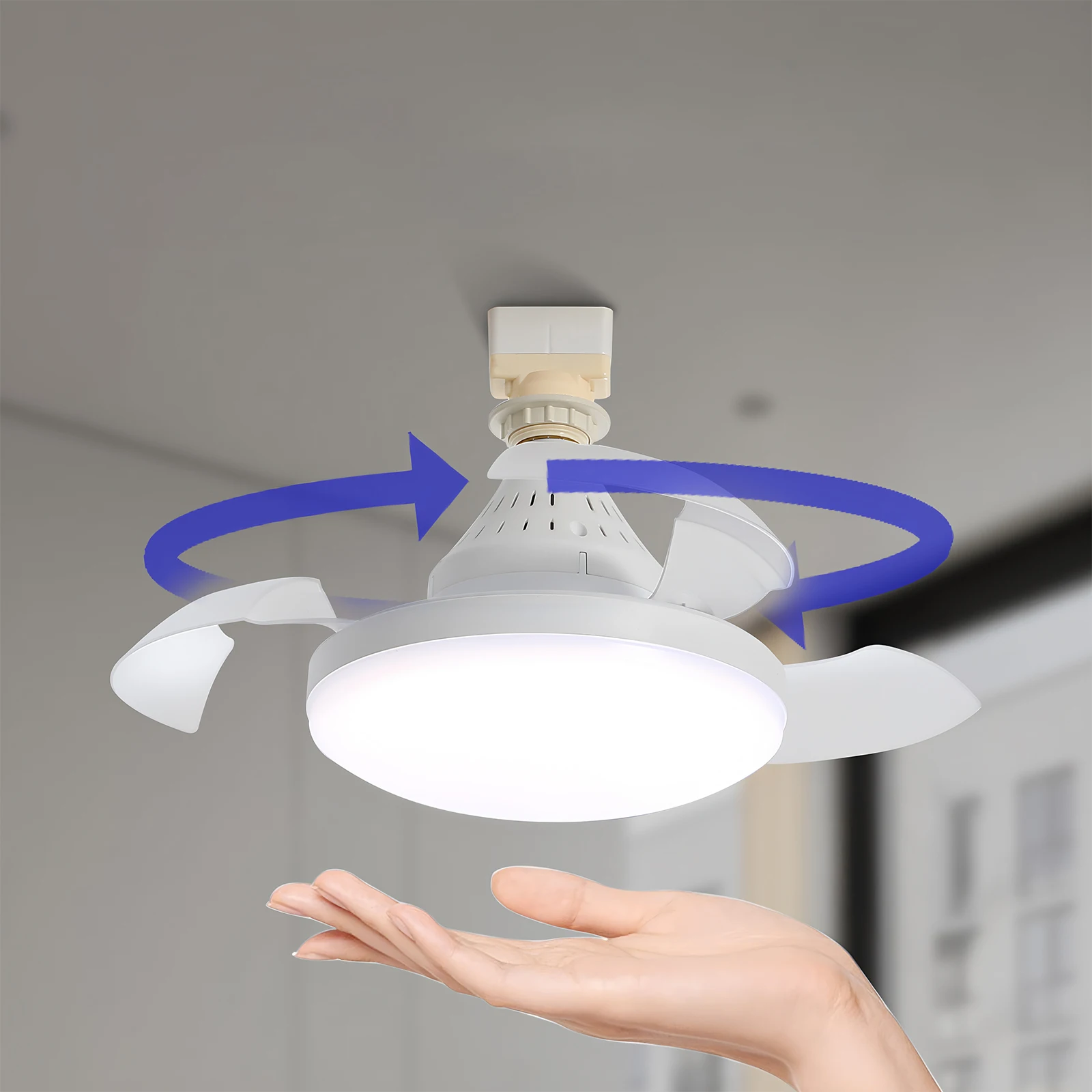 LED Electric Fan E27 with Remote Control 4-Speed Retractable Fan Blades Ceiling Fan Suitable for Living Room Home Ceiling Lamp
LED Electric Fan E27 with Remote Control 4-Speed Retractable Fan Blades Ceiling Fan Suitable for Living Room Home Ceiling Lamp