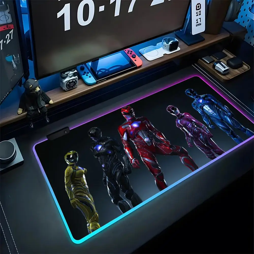 P-Po-werS R-RangersE Mouse Pad Gaming Rgb Mousepad Retail Backlit Keyboard Gamer Girl Xxl Laptop Mat Table Pads Deskpad