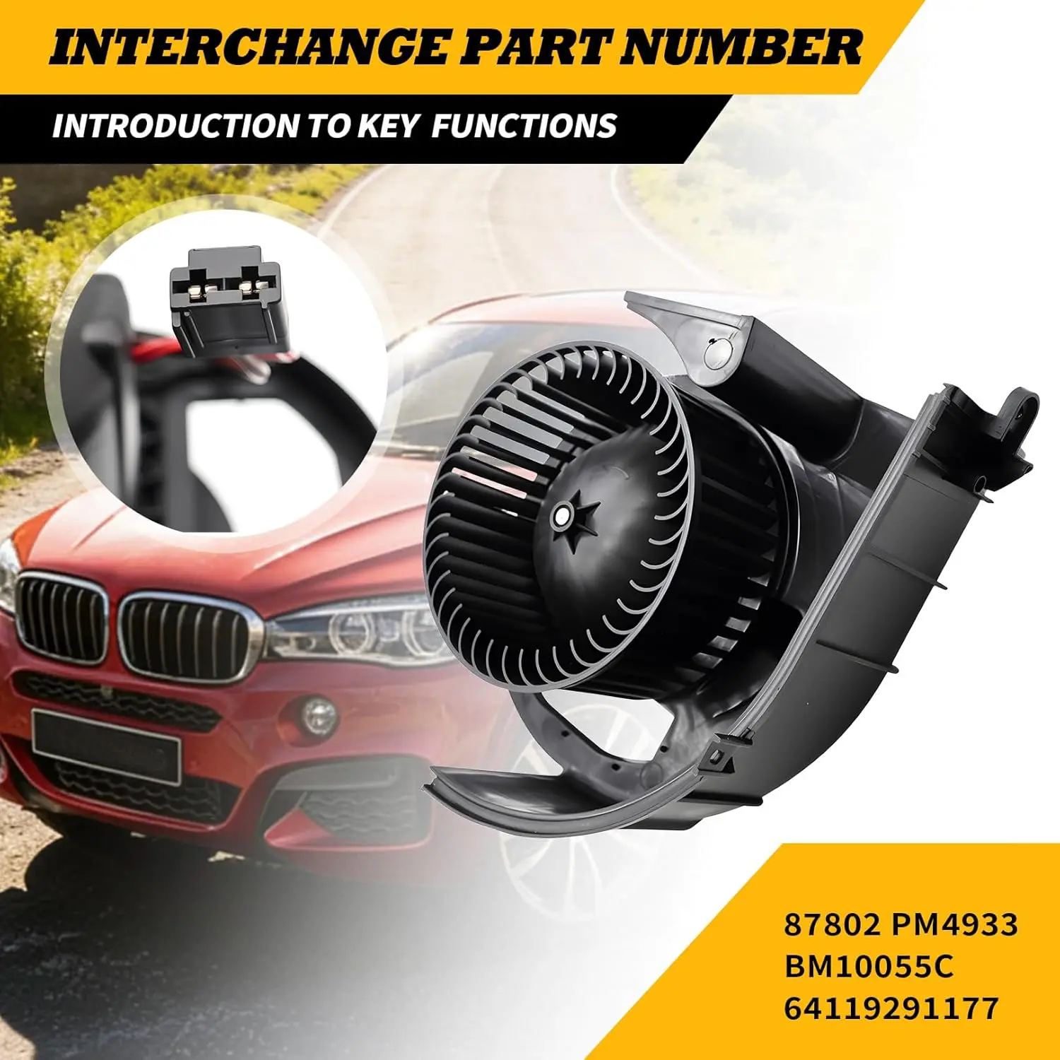 HVAC Heater Blower Motor Assembly For X5 2014 2016-2018 X6 2015-2019 3.0L 4.4L Replace 64119291177 PM4933 BM10055C
HVAC Heater Blower Motor Assembly For X5 2014 2016-2018 X6 2015-2019 3.0L 4.4L Replace 64119291177 PM4933 BM10055C