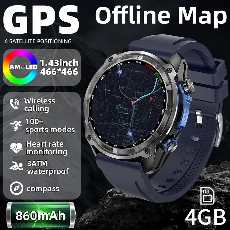 2025 GPS Smart Watch Offline Maps 4GB Memory Military Rugged Compass Watch 30M Swimming Waterproof AMOLED Sports Smartwatch Men
2025 GPS Smart Watch Offline Maps 4GB Memory Military Rugged Compass Watch 30M Swimming Waterproof AMOLED Sports Smartwatch Men