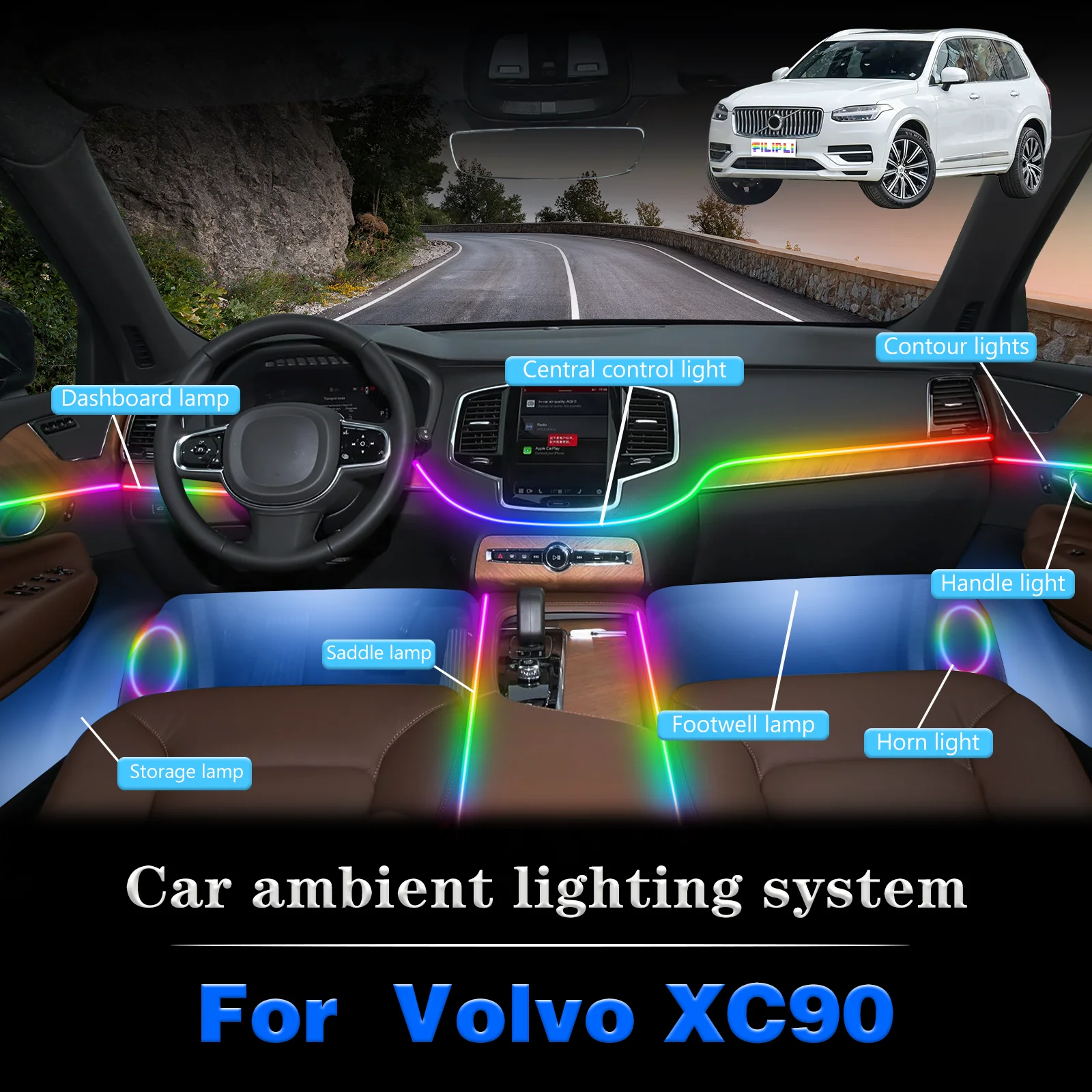 For Volvo XC90 Smart Remote Control Car Interior Ambient Light RGB 64 Colors LED Energy Saving Efficient Lamp Kit
For Volvo XC90 Smart Remote Control Car Interior Ambient Light RGB 64 Colors LED Energy Saving Efficient Lamp Kit
