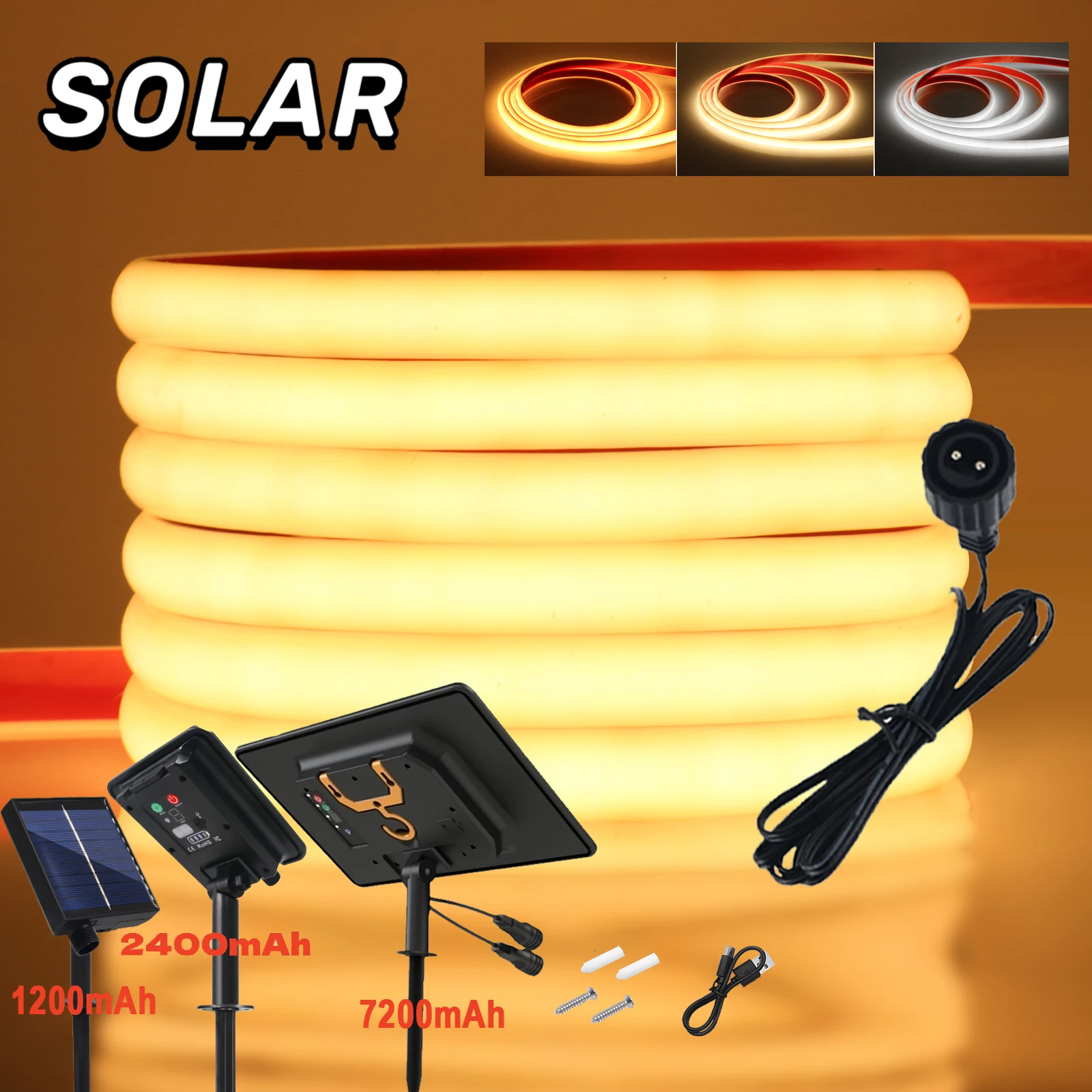 Solar Neon Light Strip 24V COB Waterproof IP68 Flexible LED Tape Red Green Blue Warm White 320LED/m High Density Linear Lighting
Solar Neon Light Strip 24V COB Waterproof IP68 Flexible LED Tape Red Green Blue Warm White 320LED/m High Density Linear Lighting