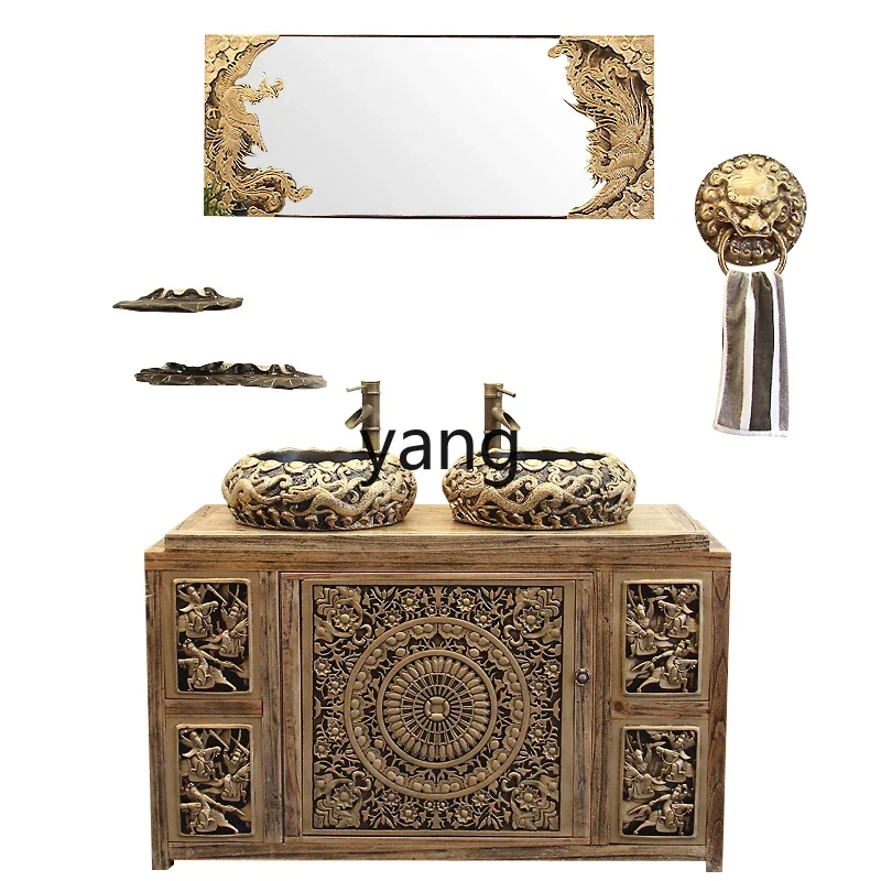 CX new Chinese bathroom cabinet combination solid wood double basin bathroom cabinet washstand 
CX new Chinese bathroom cabinet combination solid wood double basin bathroom cabinet washstand