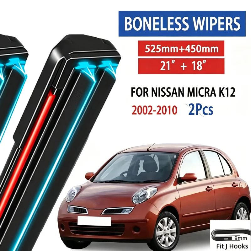 2pcs For Nissan Micra K12 2002-2010 2003 2004 2005 Car Front Wiper Soft Rubber Boneless Wiper HD Quiet Automotive Wiper 21"+18"
2pcs For Nissan Micra K12 2002-2010 2003 2004 2005 Car Front Wiper Soft Rubber Boneless Wiper HD Quiet Automotive Wiper 21"+18"