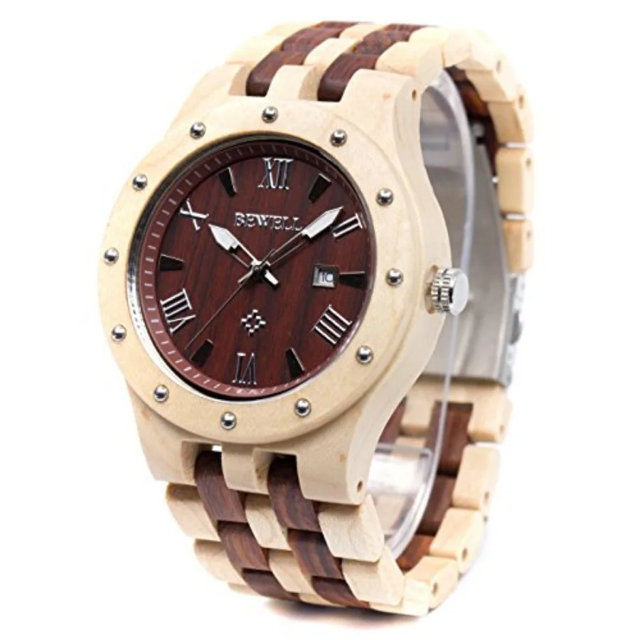 BEWELL Men's Wooden Watches Handmade Date Display Analog Quartz Lumius Wristwatch
BEWELL Men's Wooden Watches Handmade Date Display Analog Quartz Lumius Wristwatch