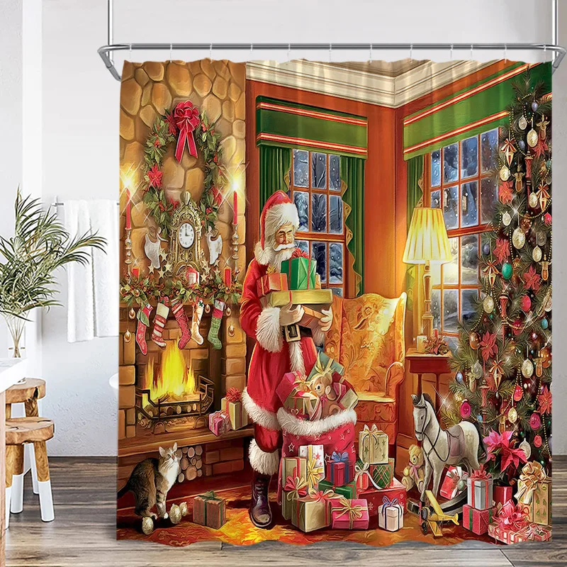 Санта-Клаус Рождественская занавеска для душа Зимний дом Рождественская елка Подарок Кошка Камин Занавеска для ванной Ткань Домашний декор для ванной комнаты с крючками
Санта-Клаус Рождественская занавеска для душа Зимний дом Рождественская елка Подарок Кошка Камин Занавеска для ванной Ткань Домашний декор для ванной комнаты с крючками