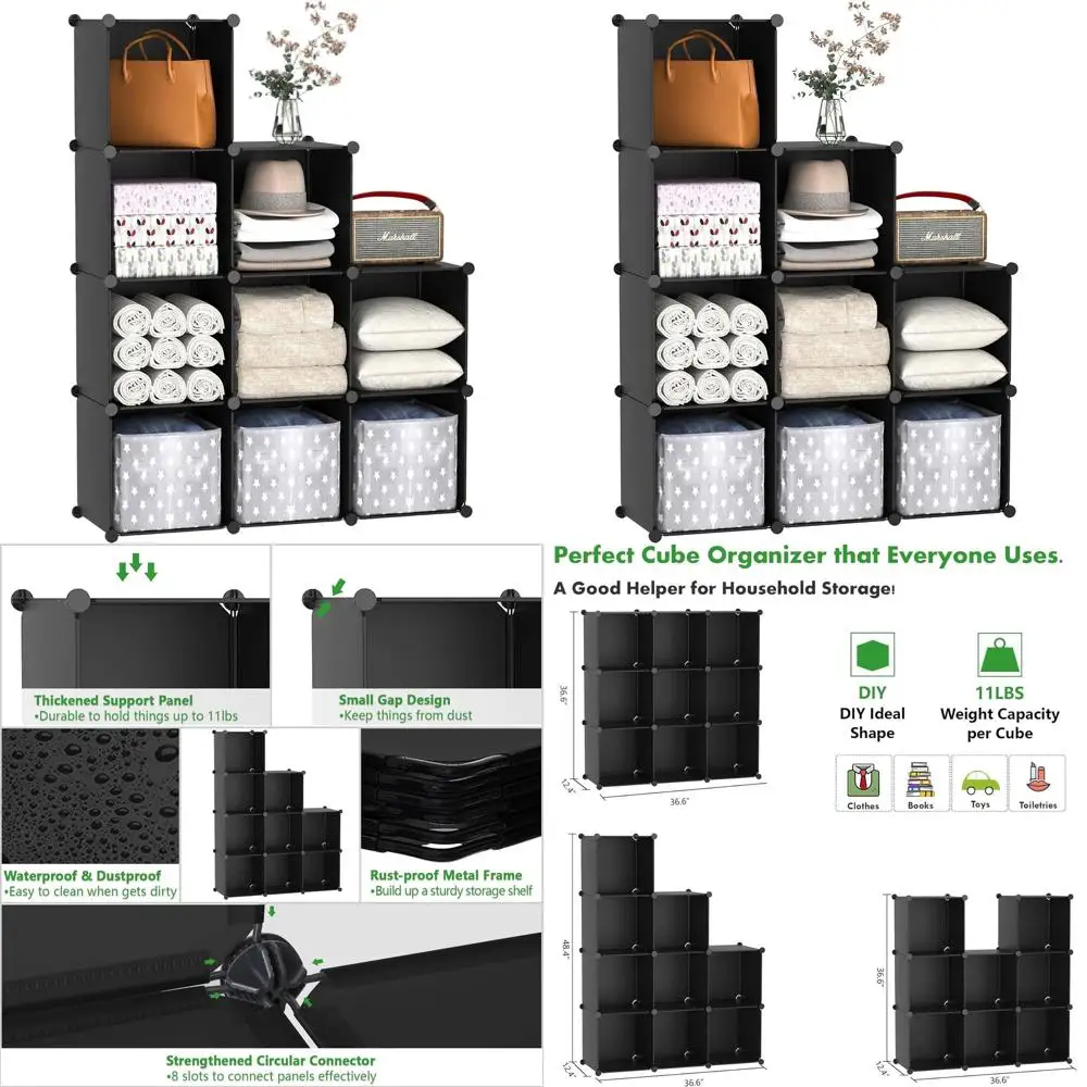 Modular Stackable Bookshelf, 36.6 x 12.4 x 48.4, Black, Ideal for Home, Office, Kids Rooms SHS3009A
Modular Stackable Bookshelf, 36.6 x 12.4 x 48.4, Black, Ideal for Home, Office, Kids Rooms SHS3009A