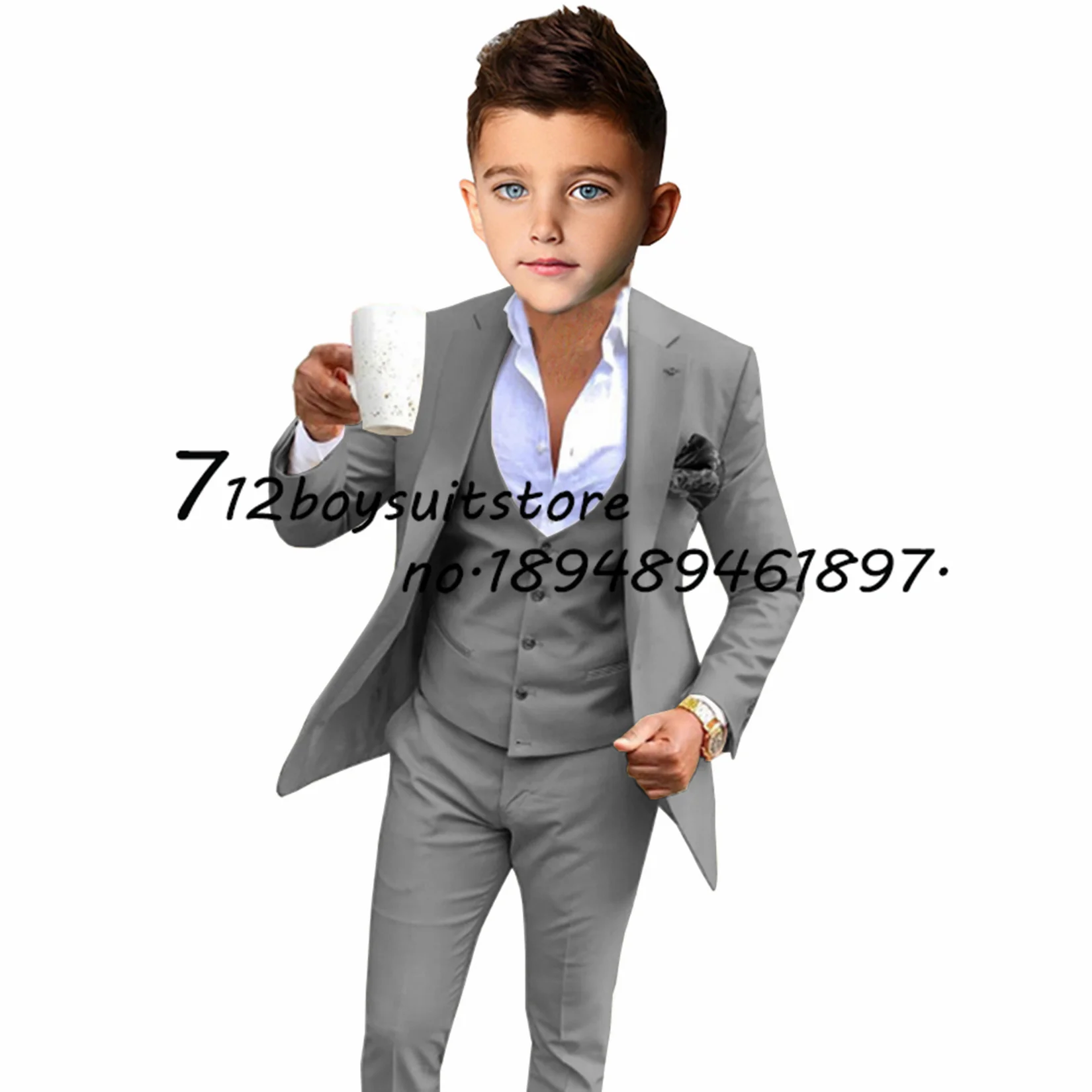 Boys Blazer Formal Jacket Pants Vest 3-piece Set Wedding Tuxedo Solid Color Kids Clothes Child Blazer
Boys Blazer Formal Jacket Pants Vest 3-piece Set Wedding Tuxedo Solid Color Kids Clothes Child Blazer