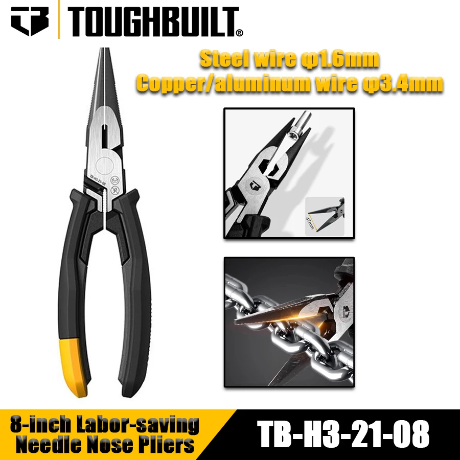 TOUGHBUILT TB-H3-21-08 8-inch Multifunctional Industrial Grade Labor-saving Needle Nose Pliers Cutting Pliers Hand Tools
TOUGHBUILT TB-H3-21-08 8-inch Multifunctional Industrial Grade Labor-saving Needle Nose Pliers Cutting Pliers Hand Tools
