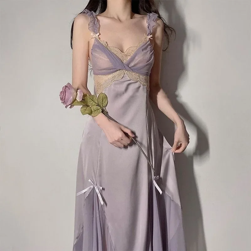 Sexy Pajamas Women New Backless Suspender Nightdress Mesh V-neck Sling Nightgowns Thin Bow Stringy Selvedge Loungewear
Sexy Pajamas Women New Backless Suspender Nightdress Mesh V-neck Sling Nightgowns Thin Bow Stringy Selvedge Loungewear