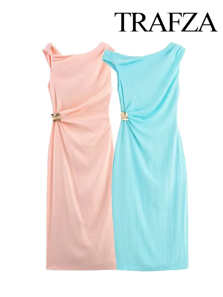 TRAFZA Woman's Summer Fashion Style Slit Slim Solid Asymmetry Sleeveless Midi Dress Female Temperament Sexy 2-Color Long Dress
TRAFZA Woman's Summer Fashion Style Slit Slim Solid Asymmetry Sleeveless Midi Dress Female Temperament Sexy 2-Color Long Dress