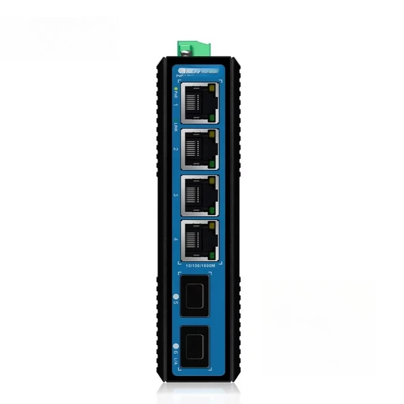 6-Port full Gigabit industrial fiber optic switch desktop
6-Port full Gigabit industrial fiber optic switch desktop