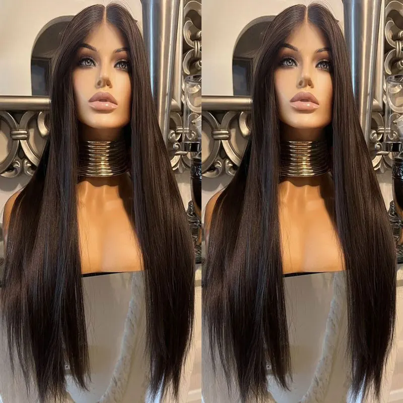 Bombshell Dark Brown Color Straight Synthetic 13x4 Lace Front Wigs Glueless Best Quality Heat Resistant Fiber Hair For Women Wig
Bombshell Dark Brown Color Straight Synthetic 13x4 Lace Front Wigs Glueless Best Quality Heat Resistant Fiber Hair For Women Wig