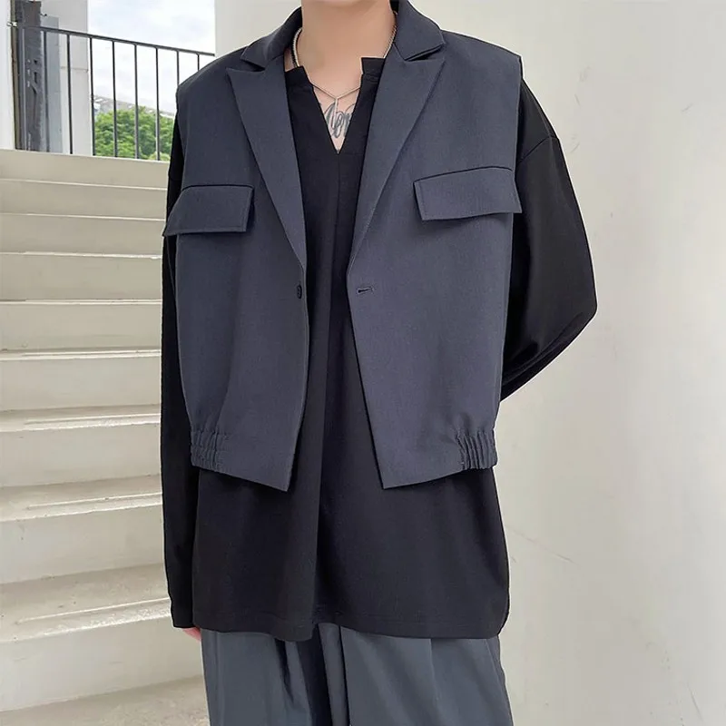 Kpop Mens Short Waistcoat Suit Collar Sleeveless Jacket Single Button Tank Top Korean Style Oversized Vest Hip Hop Clothes Man
Kpop Mens Short Waistcoat Suit Collar Sleeveless Jacket Single Button Tank Top Korean Style Oversized Vest Hip Hop Clothes Man