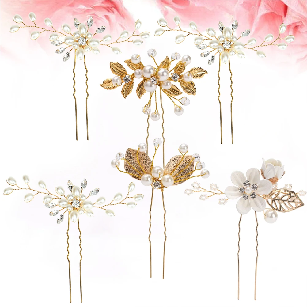 6PCS Pearl Hairpins Crystal Bridal U Shaped Wedding Leaf Alloy Clips Accessories Charm Grace Elegant Hairstyle Tools
6PCS Pearl Hairpins Crystal Bridal U Shaped Wedding Leaf Alloy Clips Accessories Charm Grace Elegant Hairstyle Tools