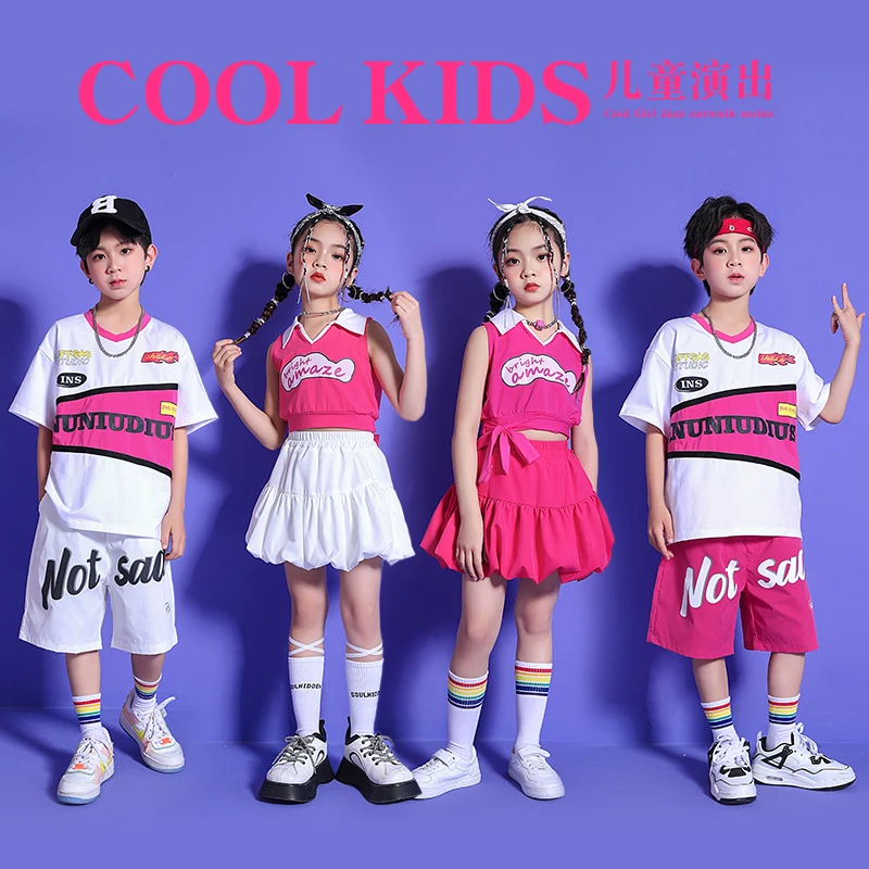 Kids Cheerleader Outfits Teenage Showing Hip Hop Clothing Pink T Shirt Shorts Skirt For Girls Boys Jazz Dance Costume Clothes
Kids Cheerleader Outfits Teenage Showing Hip Hop Clothing Pink T Shirt Shorts Skirt For Girls Boys Jazz Dance Costume Clothes
